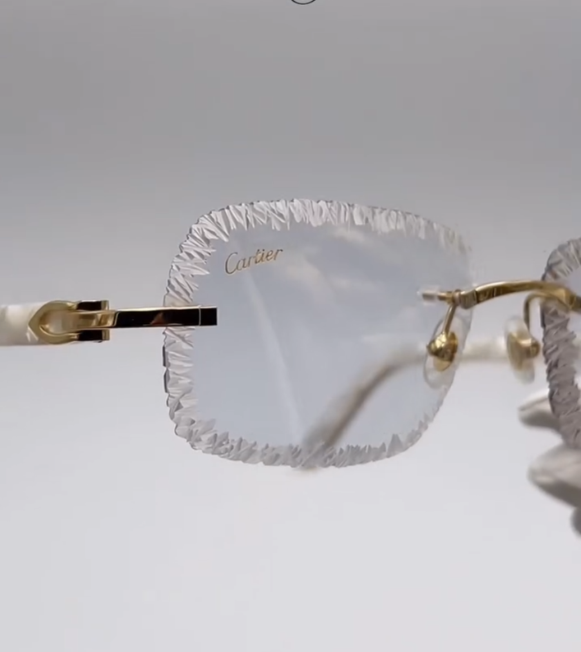 Urban 2 shade White Frame FRED Rimless - Diamond Cut Lens Sunglasses VVip