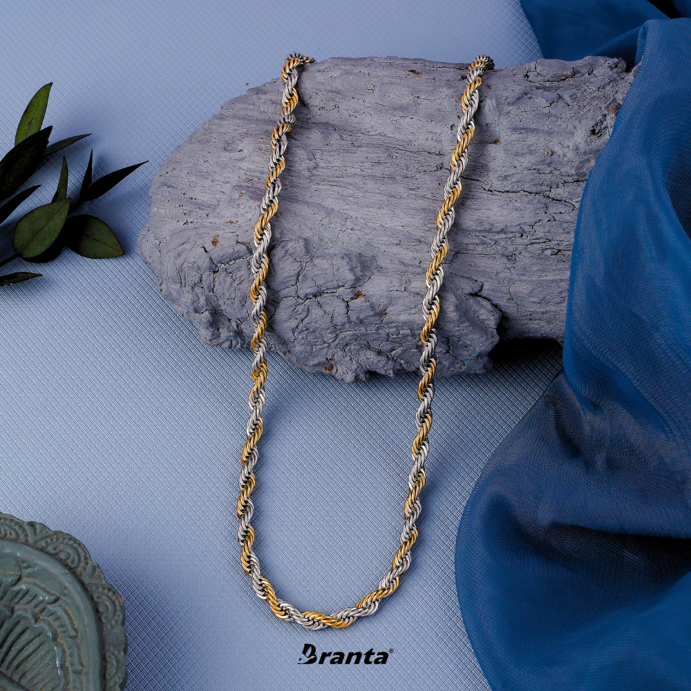 Men's Gold & Silver Twist Chain (21.5 Inch)